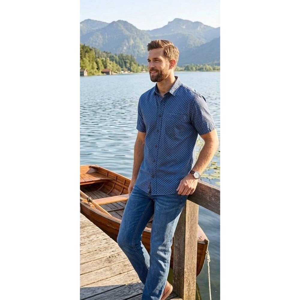 Patagonia Men’s Blue Navy Short Sleeve Button Down Size Large